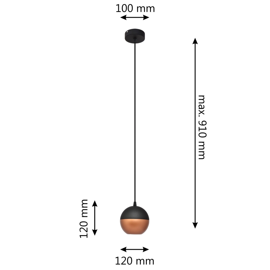 Suspension filaire LED MIDWAY 1xGU10/4,8W/230V noir/cuivre