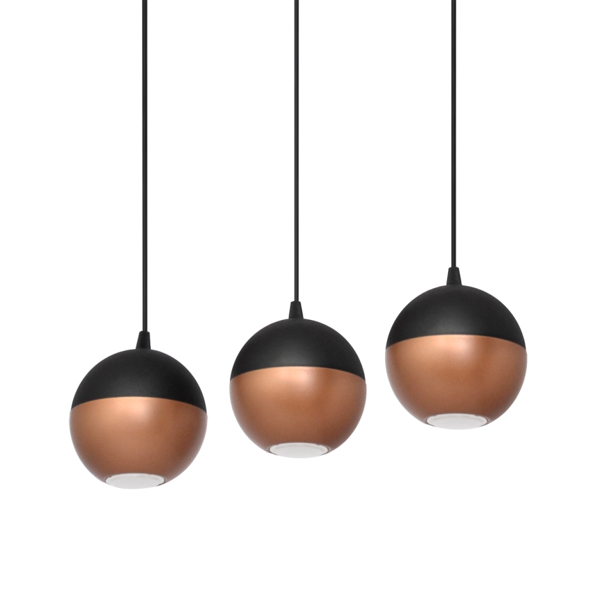 Suspension filaire LED MIDWAY 3xGU10/4,8W/230V noir/cuivre