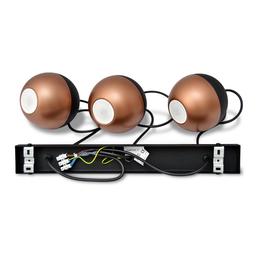 Suspension filaire LED MIDWAY 3xGU10/4,8W/230V noir/cuivre