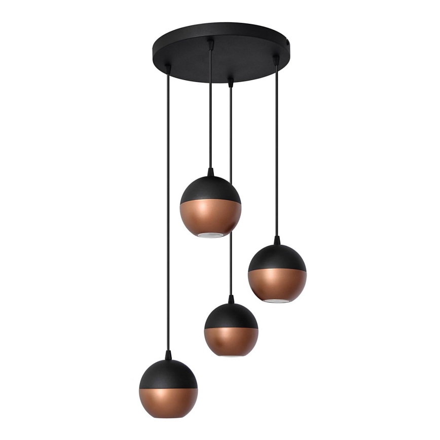 Suspension filaire LED MIDWAY 4xGU10/4,8W/230V noir/cuivre