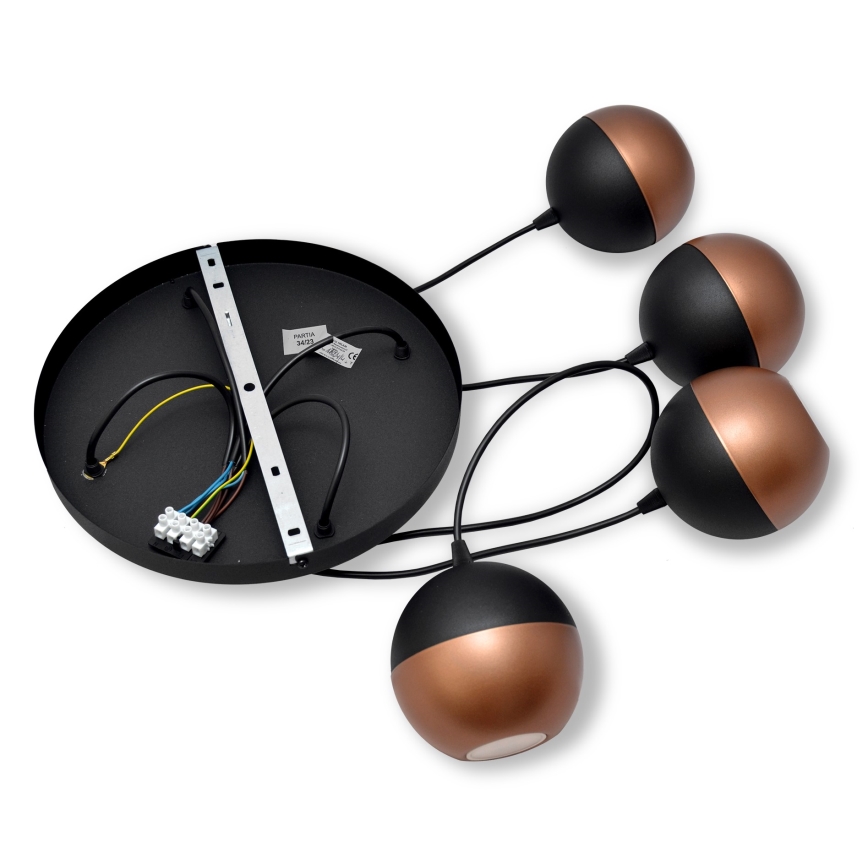 Suspension filaire LED MIDWAY 4xGU10/4,8W/230V noir/cuivre