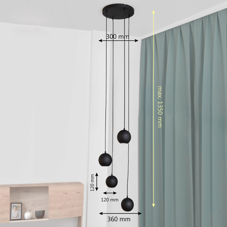 Suspension filaire LED MIDWAY 4xGU10/4,8W/230V noir