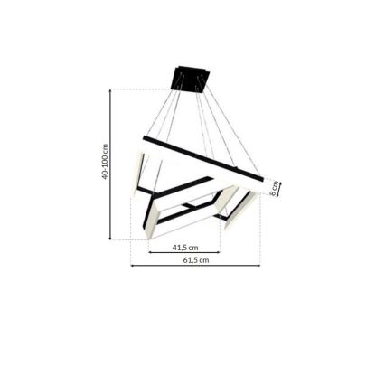 Suspension filaire LED NERO 2xLED/80W/230V