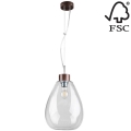 Suspension filaire LED PIRO 1xE27/60W/230V hêtre - certifié FSC