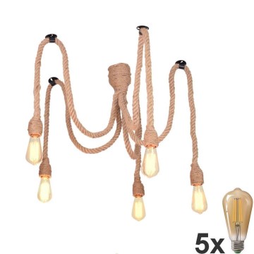Suspension filaire LED ROPE CASA 5xE27/10W/230V araignée