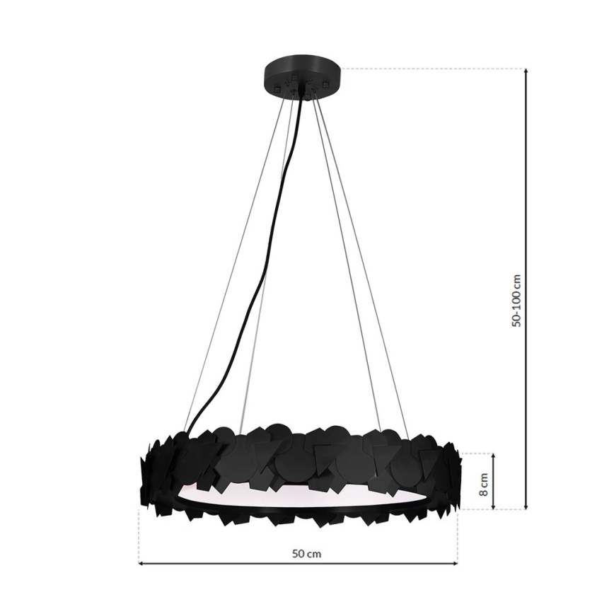 Suspension filaire LED SOHO 1xLED/24W/230V noire