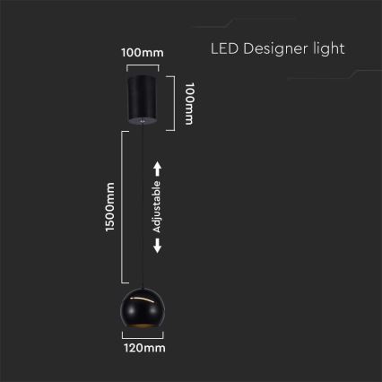 Suspension filaire LED tactile LED/8,5W/230V 3000K noir