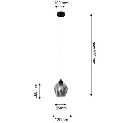 Suspension filaire LILI 1xE27/15W/230V noir/gris