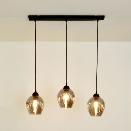 Suspension filaire LILI 3xE27/15W/230V noir/gris