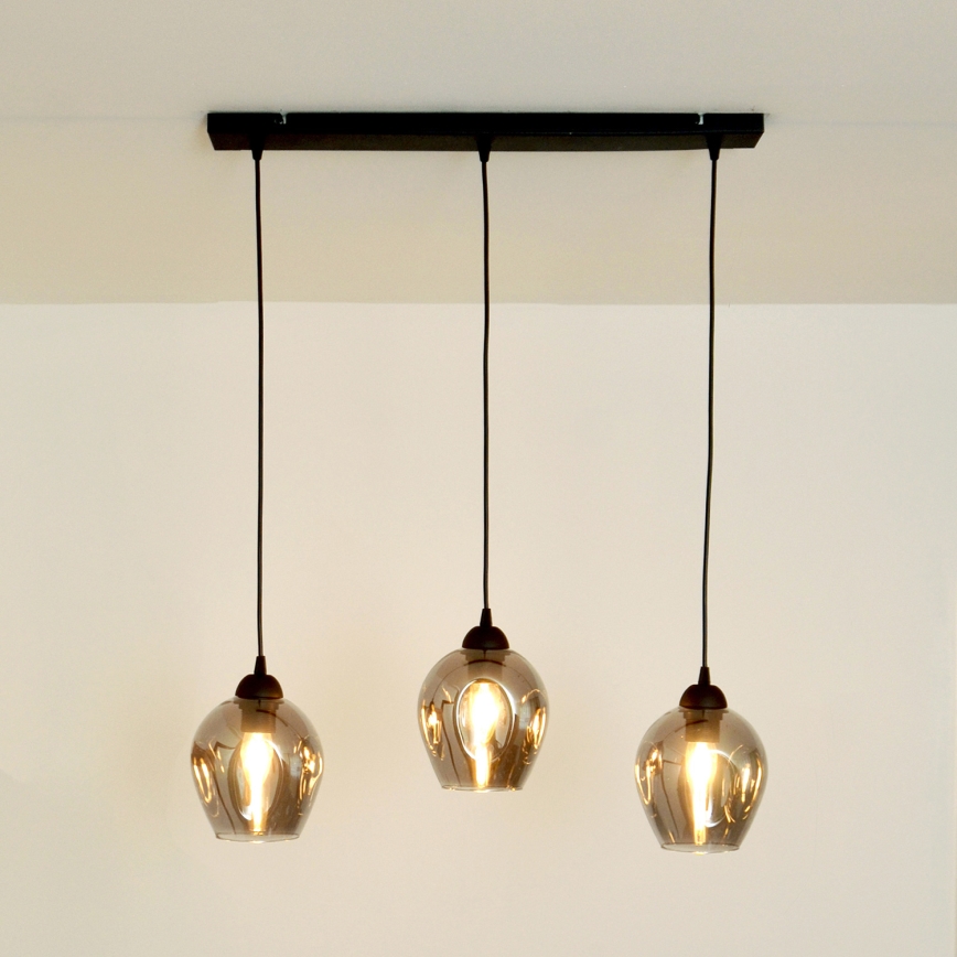 Suspension filaire LILI 3xE27/15W/230V noir/gris