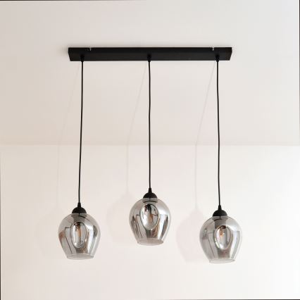 Suspension filaire LILI 3xE27/15W/230V noir/gris