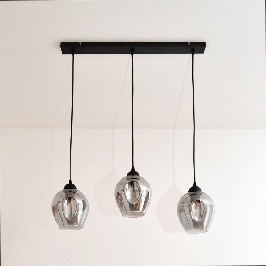Suspension filaire LILI 3xE27/15W/230V noir/gris