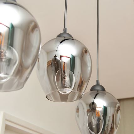 Suspension filaire LILI 3xE27/15W/230V noir/gris