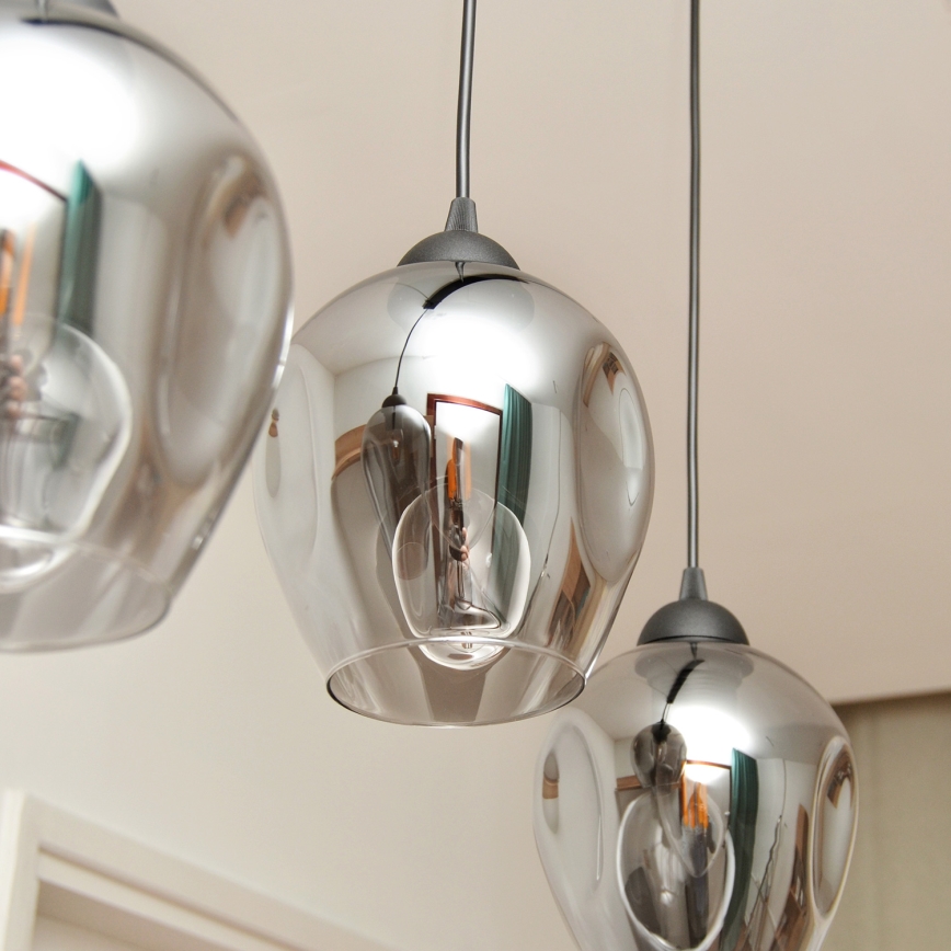 Suspension filaire LILI 3xE27/15W/230V noir/gris