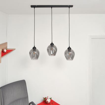 Suspension filaire LILI 3xE27/15W/230V noir/gris