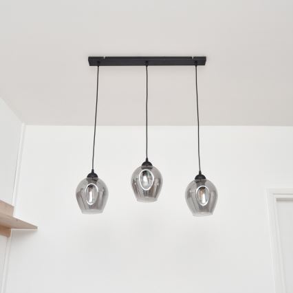 Suspension filaire LILI 3xE27/15W/230V noir/gris