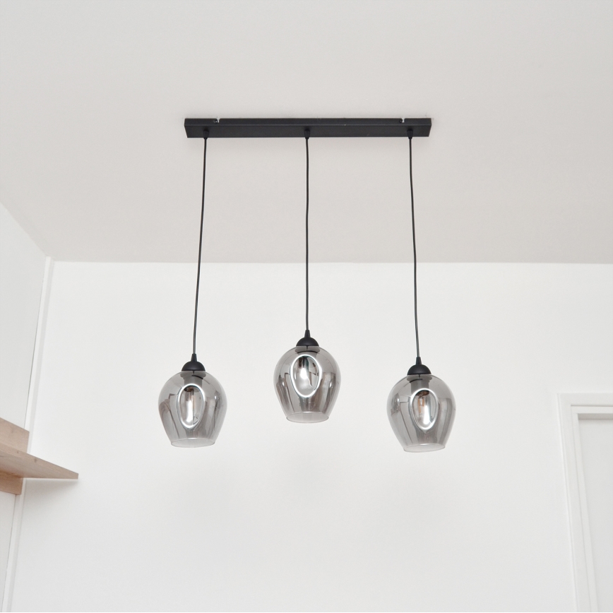Suspension filaire LILI 3xE27/15W/230V noir/gris