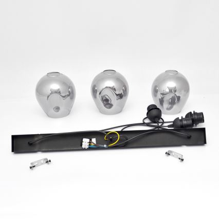 Suspension filaire LILI 3xE27/15W/230V noir/gris