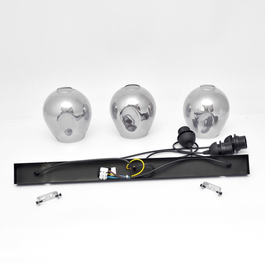 Suspension filaire LILI 3xE27/15W/230V noir/gris