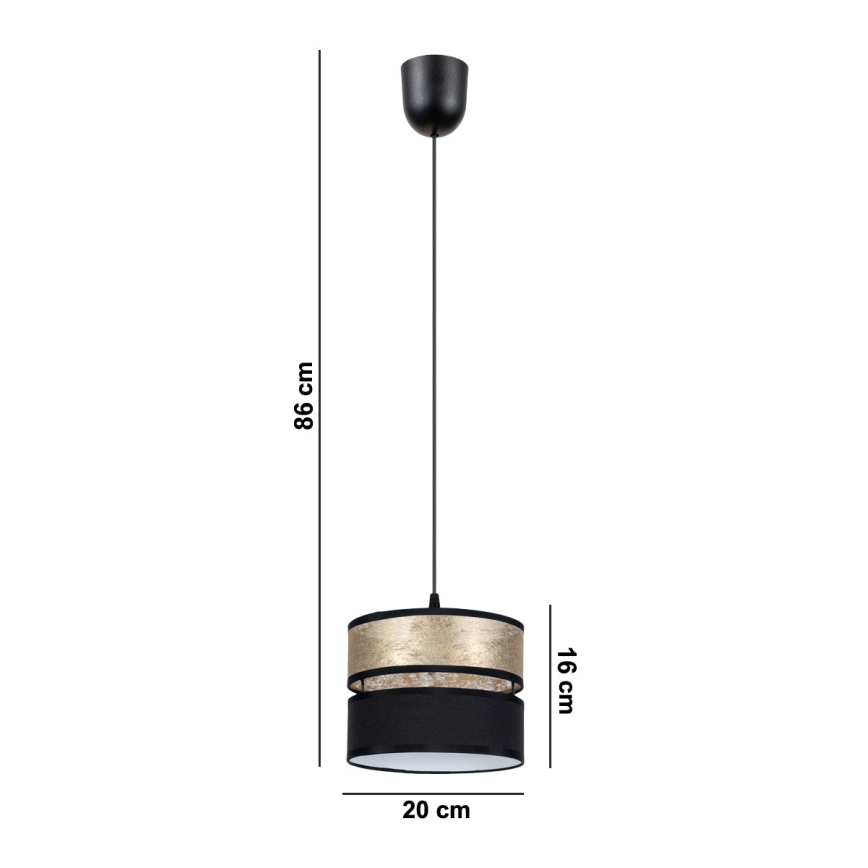 Suspension filaire LIMA 1xE27/60W/230V dorée/noire