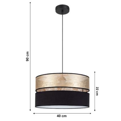 Suspension filaire LIMA 1xE27/60W/230V or/noir