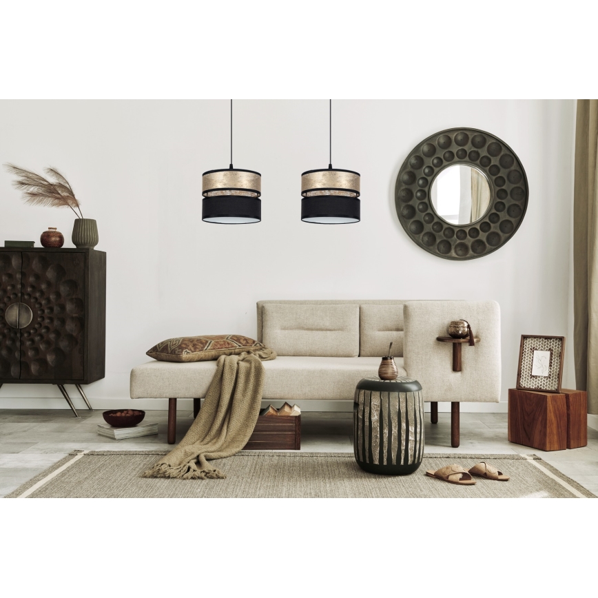 Suspension filaire LIMA 2xE27/60W/230V dorée/noire