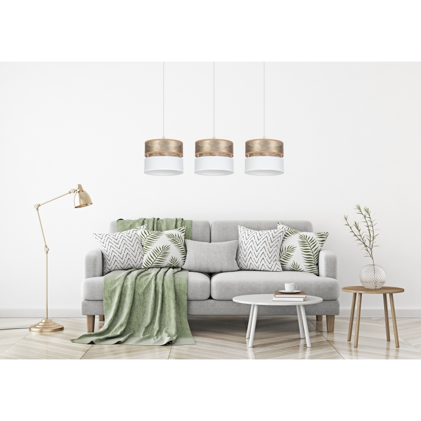 Suspension filaire LIMA 3xE27/60W/230V doré/blanc
