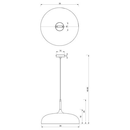 Suspension filaire LINCOLN 1xE27/60W/230V d. 35 cm bleu