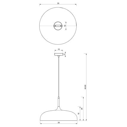 Suspension filaire LINCOLN 1xE27/60W/230V d. 35 cm noir