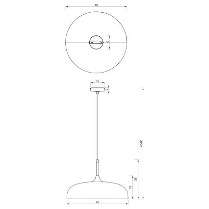 Suspension filaire LINCOLN 1xE27/60W/230V d. 45 cm noir