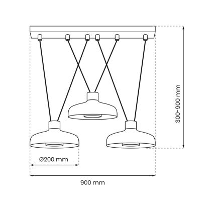 Suspension filaire LINEA 3xGX53/12W/230V noir