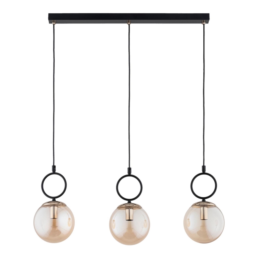 Suspension filaire LISTER 3xE14/10W/230V noir/fumé beige
