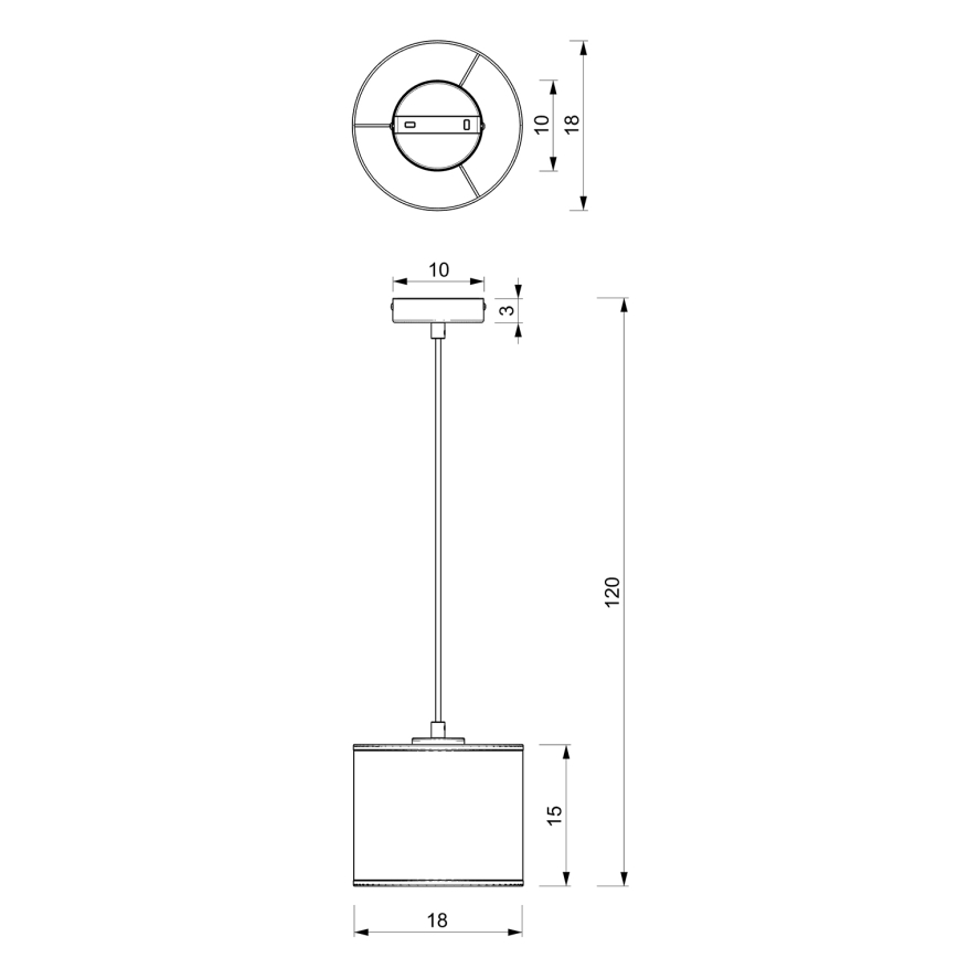 Suspension filaire LOFT SHADE 1xE27/60W/230V d. 18 cm noir/doré