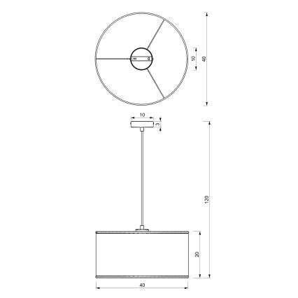 Suspension filaire LOFT SHADE 1xE27/60W/230V d. 40 cm noir/doré