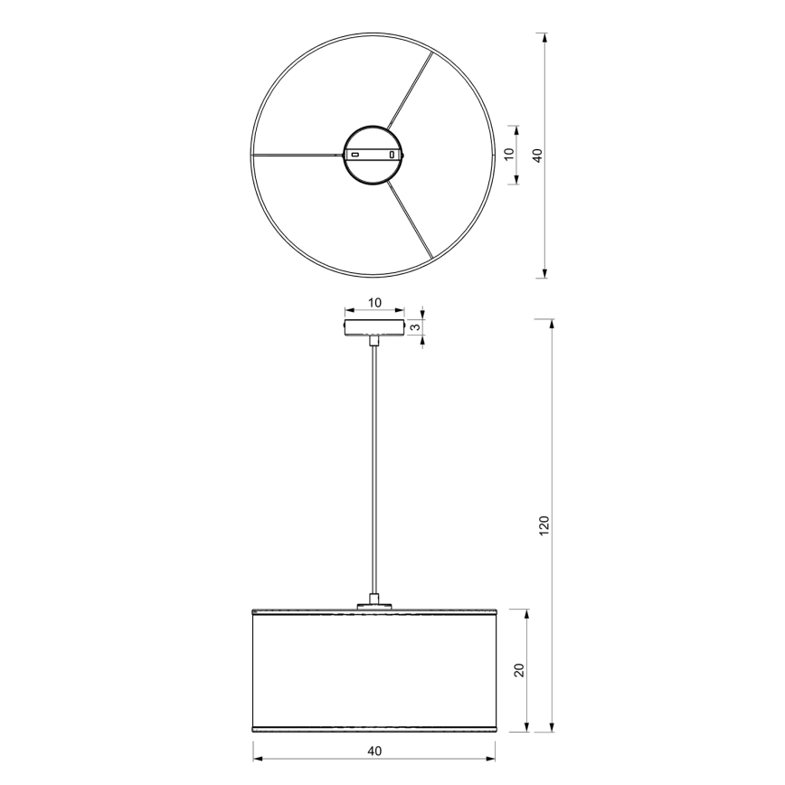 Suspension filaire LOFT SHADE 1xE27/60W/230V d. 40 cm noir/doré