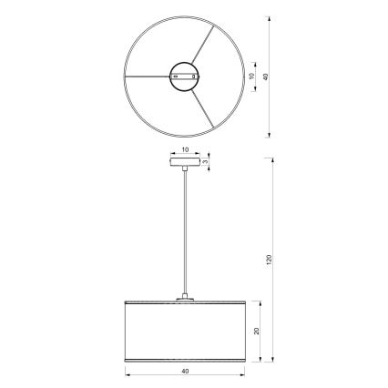 Suspension filaire LOFT SHADE 1xE27/60W/230V d. 40 cm noir