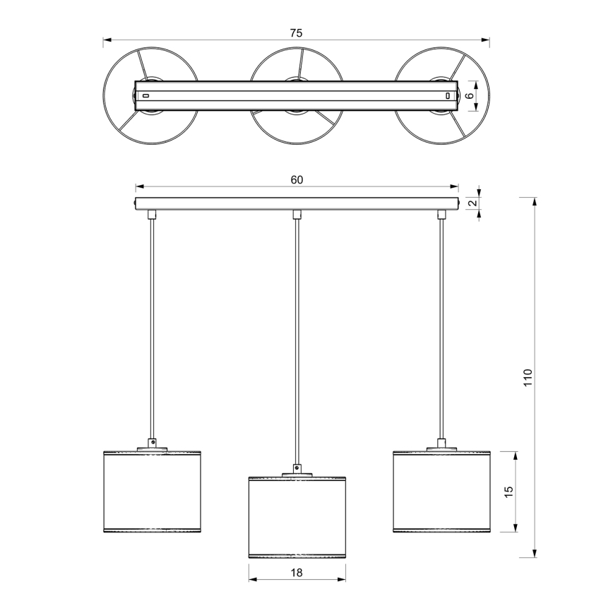 Suspension filaire LOFT SHADE 3xE27/60W/230V noir/doré