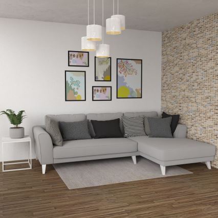 Suspension filaire LOFT SHADE 5xE27/60W/230V blanc/doré