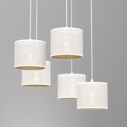 Suspension filaire LOFT SHADE 5xE27/60W/230V blanc/doré