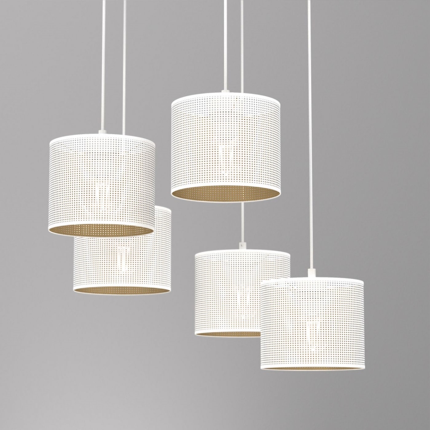 Suspension filaire LOFT SHADE 5xE27/60W/230V blanc/doré