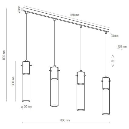 Suspension filaire LOOK GRAPHITE 4xGU10/10W/230V