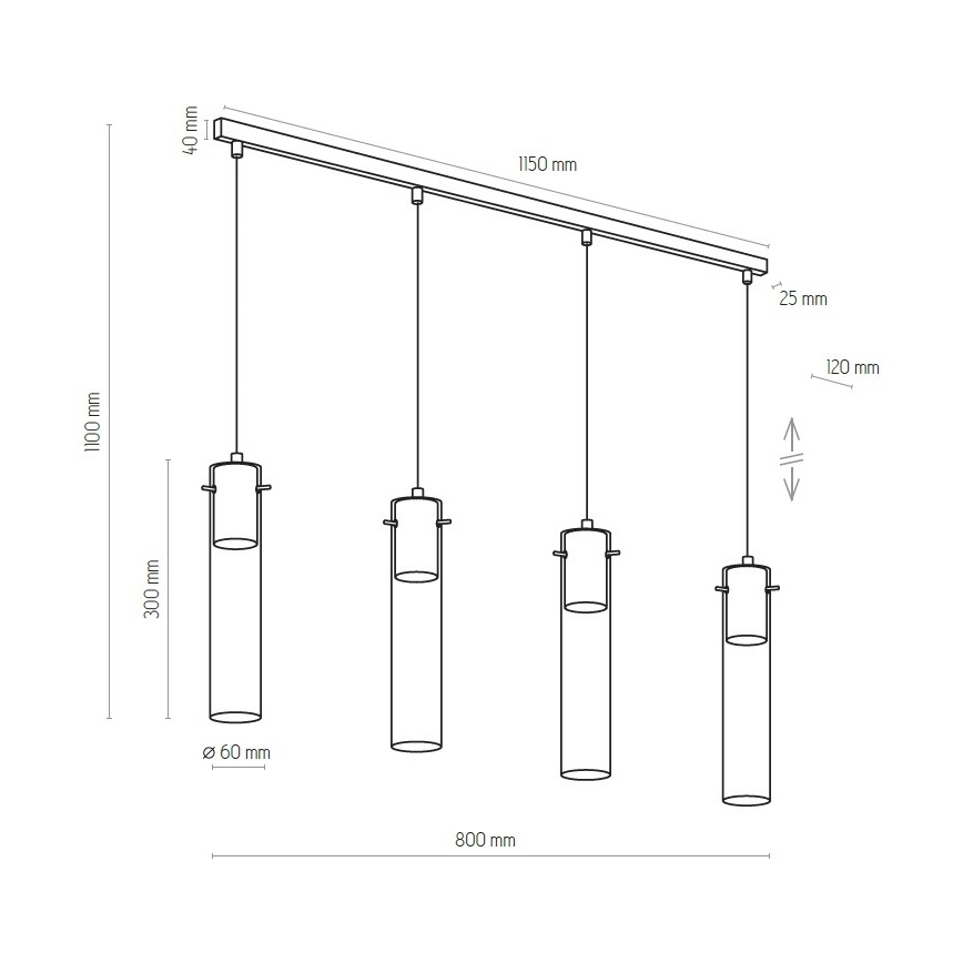 Suspension filaire LOOK GRAPHITE 4xGU10/10W/230V