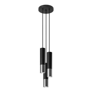 Suspension filaire LOOPEZ 3xGU10/10W/230V arrondi noir/chrome brillant