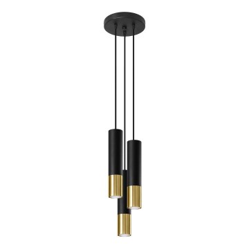 Suspension filaire LOOPEZ 3xGU10/10W/230V arrondi noir/doré