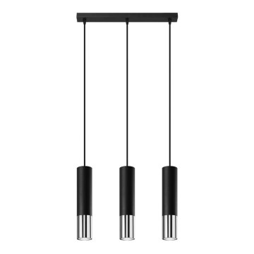 Suspension filaire LOOPEZ 3xGU10/10W/230V noir/chrome brillant