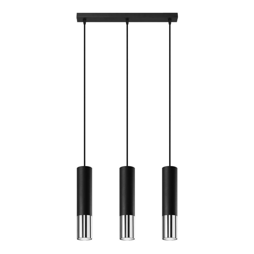 Suspension filaire LOOPEZ 3xGU10/10W/230V noir/chrome brillant