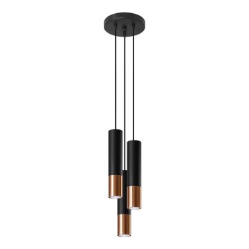 Suspension filaire LOOPEZ 3xGU10/40W/230V ronde noire/cuivrée