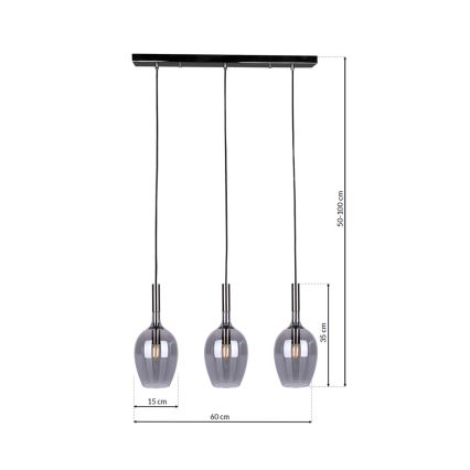 Suspension filaire LUGANO 3xE14/40W/230V gris