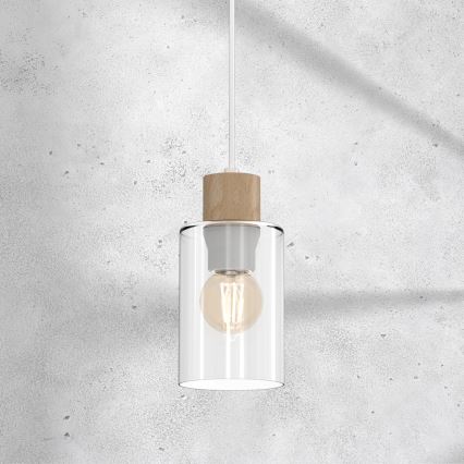 Suspension filaire MADERA 1xE27/60W/230V blanc/bois