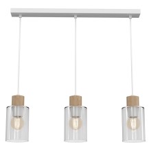 Suspension filaire MADERA 3xE27/60W/230V blanc/bois